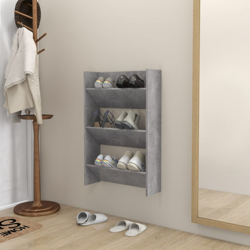 Wand-Schuhschrank Betongrau 60x18x90 cm Holzwerkstoff