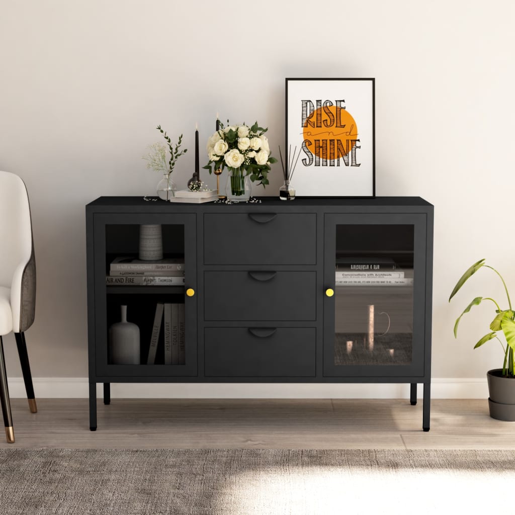 Sideboard Anthrazit 105x35x70 cm Stahl und Hartglas
