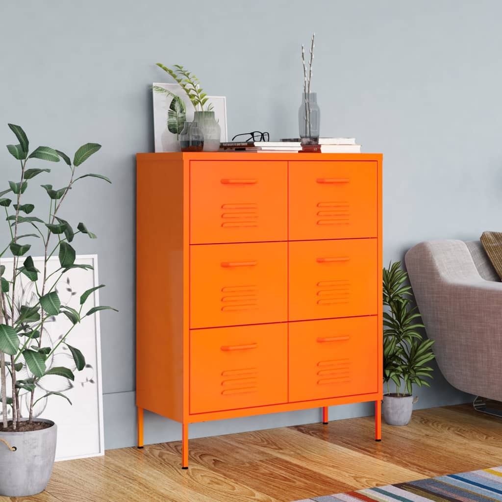 Schubladenschrank Orange 80x35x101,5 cm Stahl