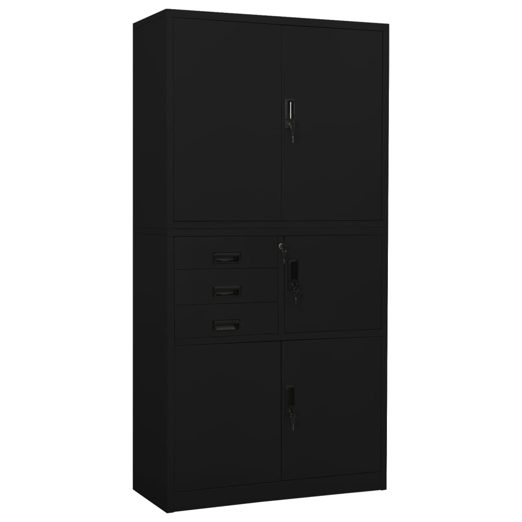 Büroschrank Schwarz 90x40x180 cm Stahl