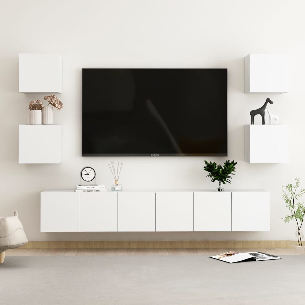 7-tlg. TV-Schrank-Set Weiß Holzwerkstoff