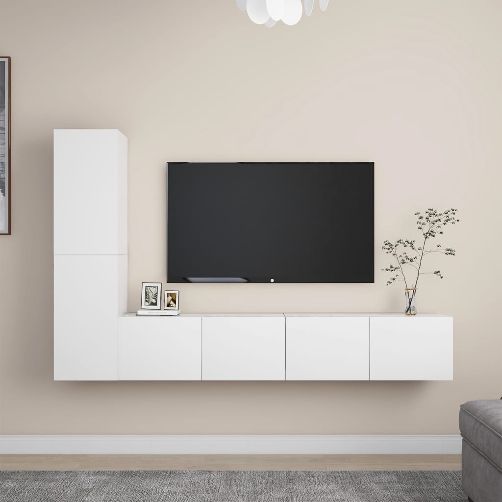 4-tlg. TV-Schrank-Set Weiß Holzwerkstoff