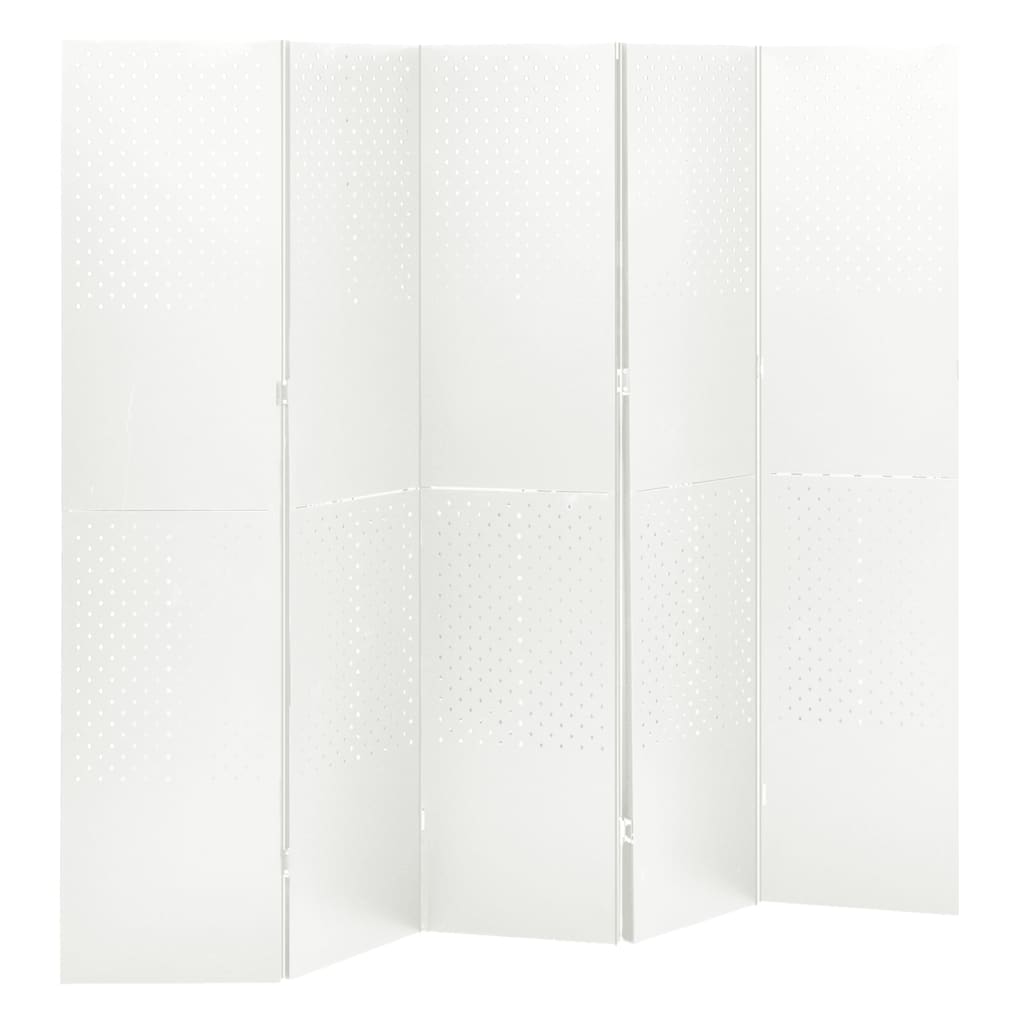 5-tlg. Raumteiler Weiß 200x180 cm Stahl