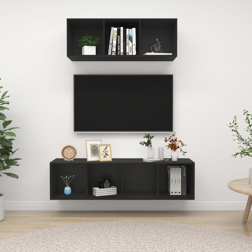 2-tlg. TV-Schrank-Set Schwarz Holzwerkstoff