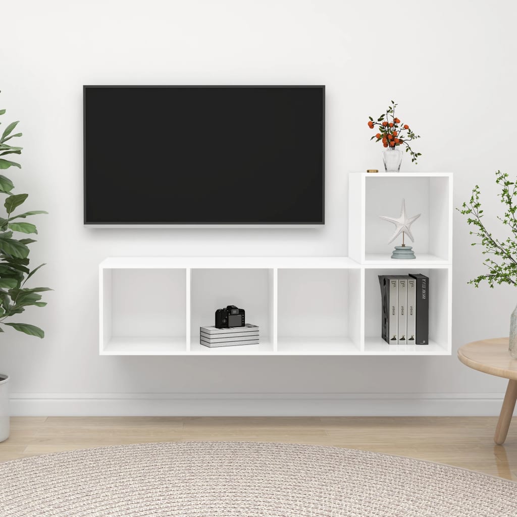 2-tlg. TV-Schrank-Set Weiß Holzwerkstoff