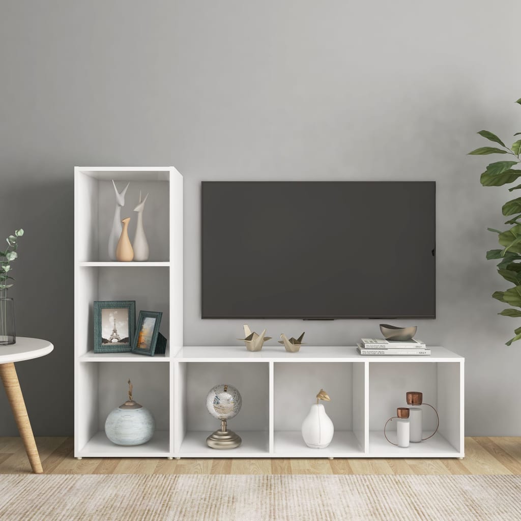 TV-Schränke 2 Stk. Weiß 107x35x37 cm Holzwerkstoff