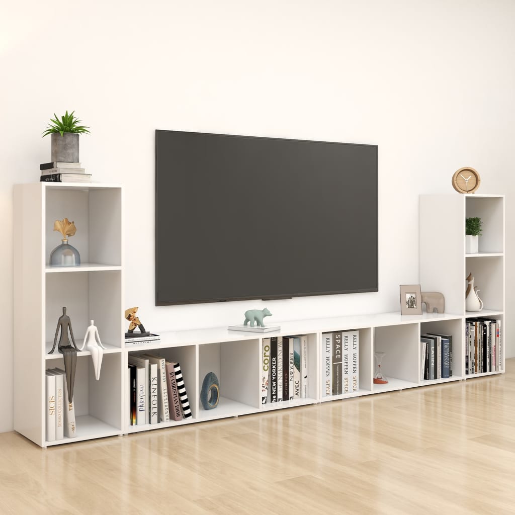 TV-Schränke 4 Stk. Weiß 107x35x37 cm Holzwerkstoff