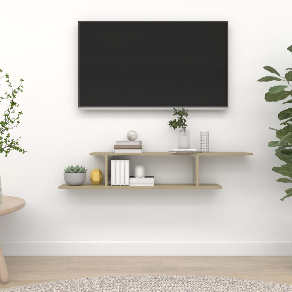TV-Wandregal Sonoma-Eiche 125x18x23 cm Holzwerkstoff