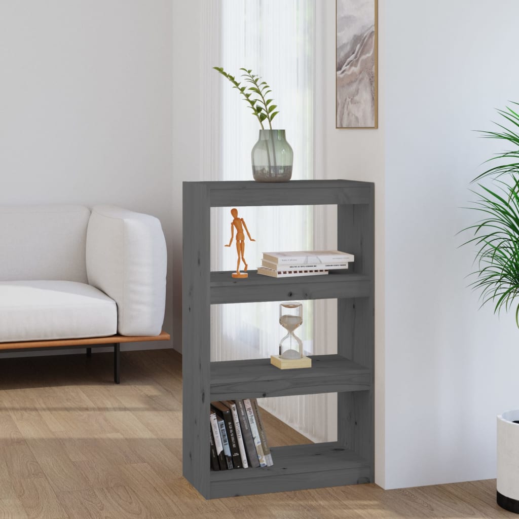 Bücherregal/Raumteiler Grau 60x30x103,5 cm Massivholz Kiefer