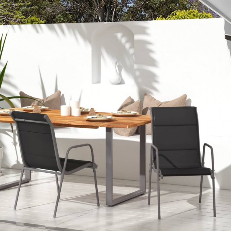 Gartenstühle 2 Stk. Stahl und Textilene Schwarz