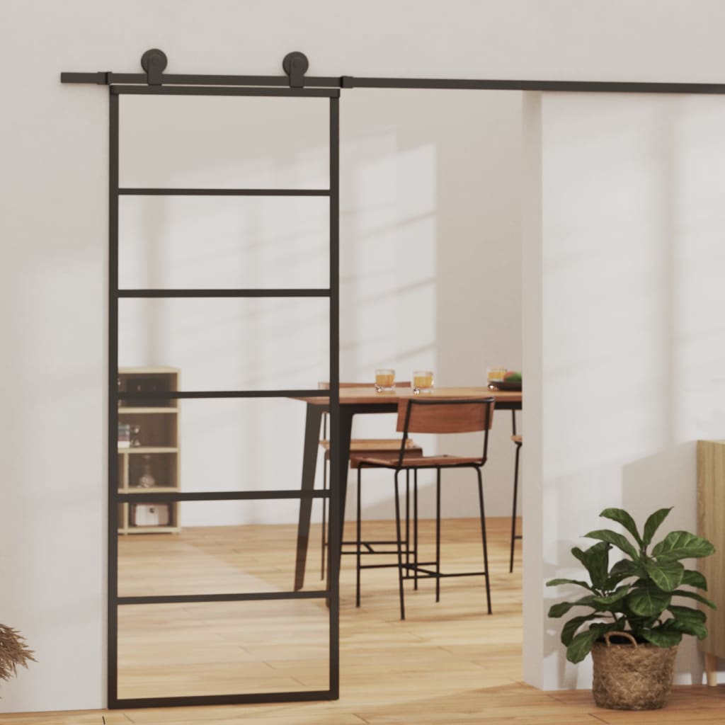 Schiebetür mit Beschlag ESG-Glas & Aluminium 76x205 cm