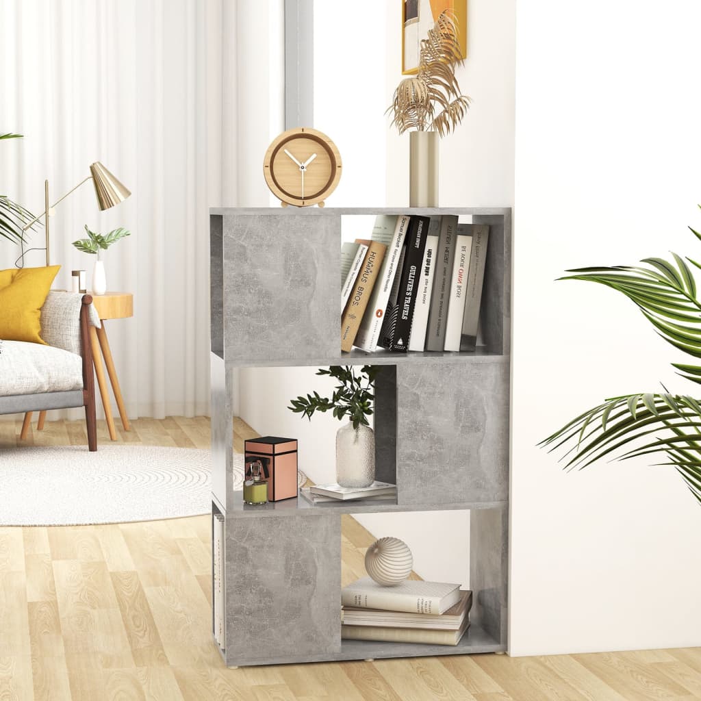 Bücherregal Raumteiler Betongrau 60x24x94 cm Holzwerkstoff