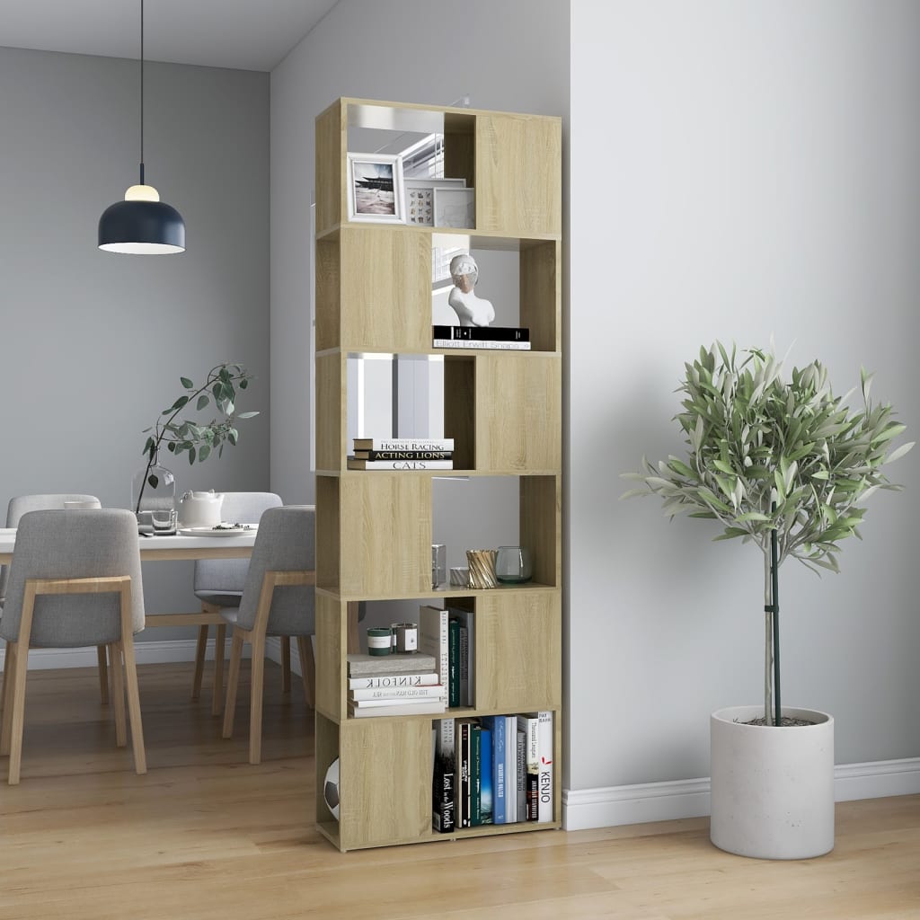 Bücherregal Raumteiler Sonoma-Eiche 60x24x186 cm Holzwerkstoff