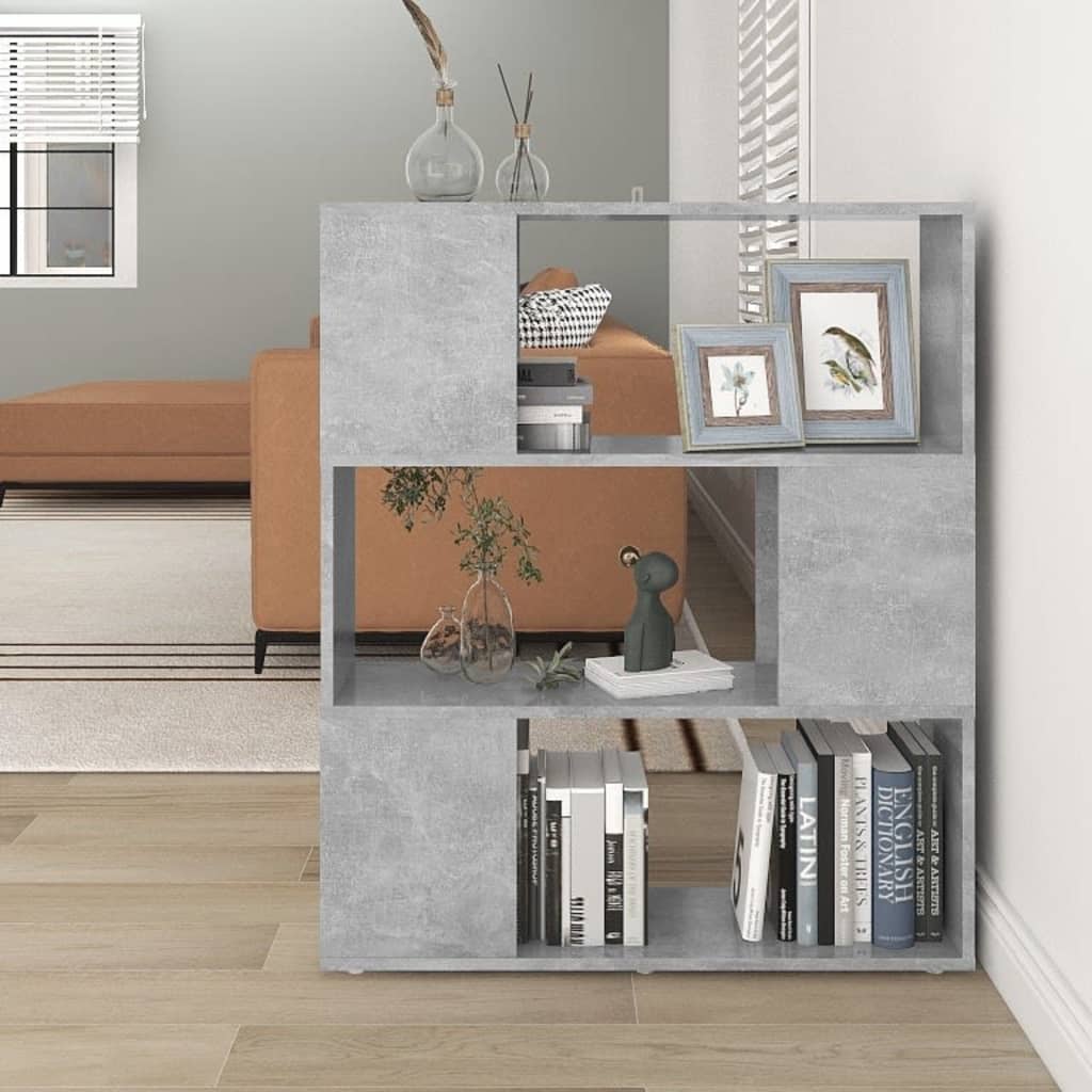 Bücherregal Raumteiler Betongrau 80x24x94 cm Holzwerkstoff