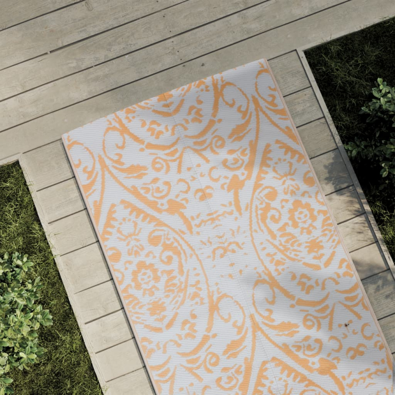 Outdoor-Teppich ARAKIL Orange und Weiß 80x250 cm PP