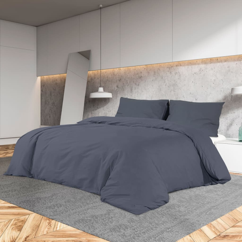 Bettwäsche-Set Anthrazit 155x220 cm Baumwolle