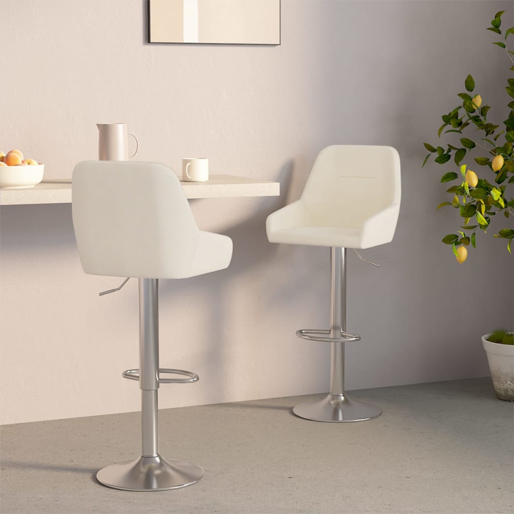 Barhocker 2 Stk. Creme Stoff