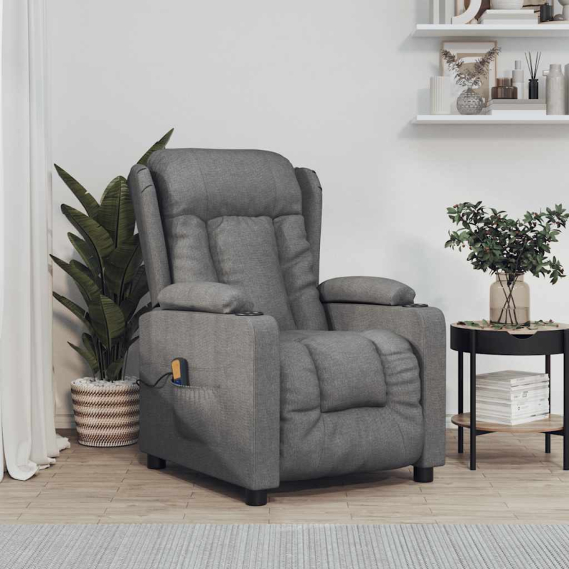 Massagesessel Dunkelgrau Stoff