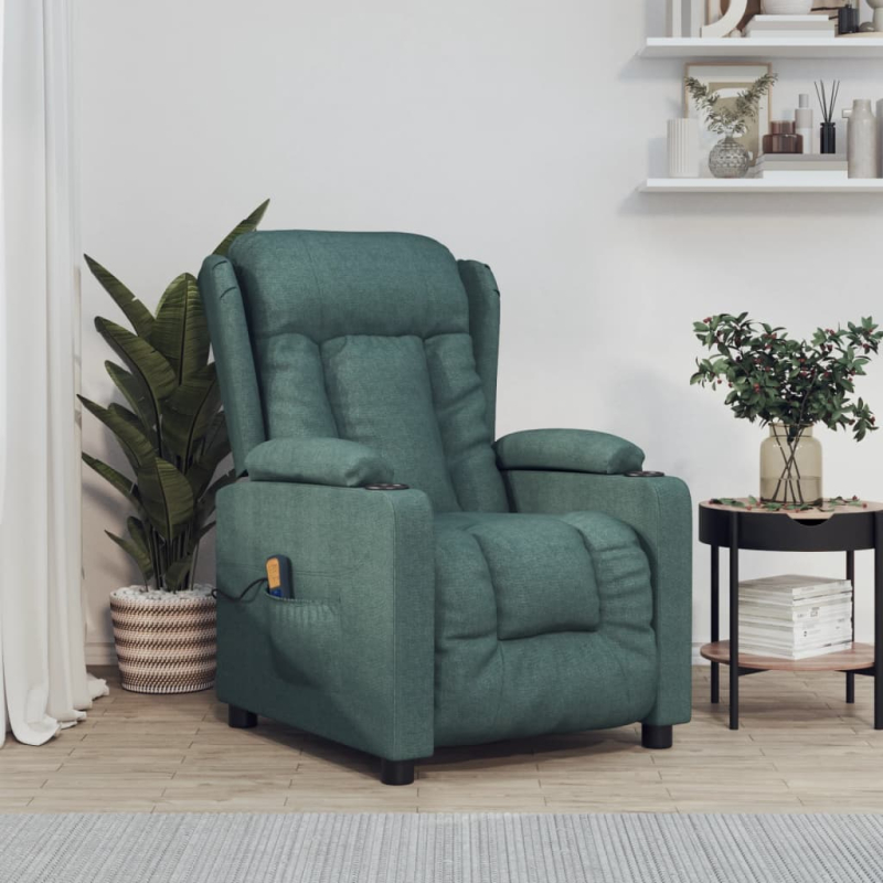 Massagesessel Dunkelgrün Stoff