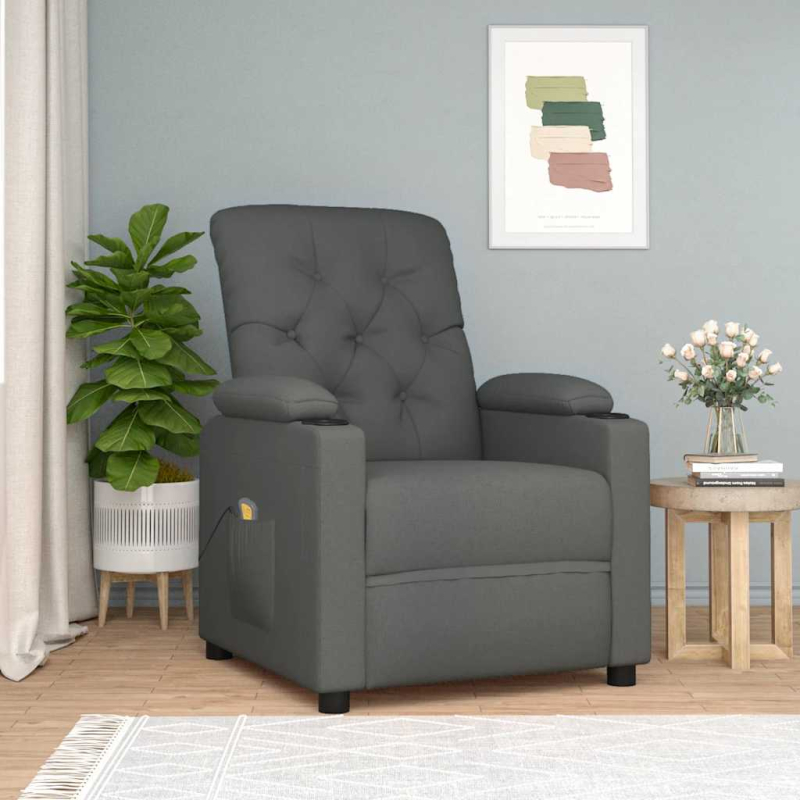 Massagesessel Dunkelgrau Stoff