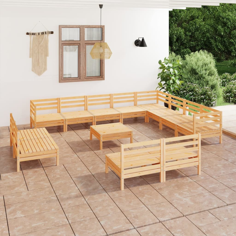 13-tlg. Garten-Lounge-Set Massivholz Kiefer