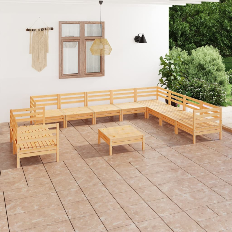 11-tlg. Garten-Lounge-Set Massivholz Kiefer