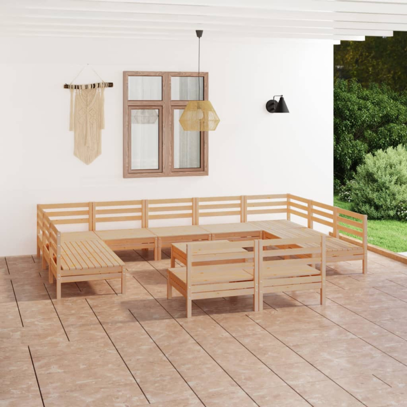 12-tlg. Garten-Lounge-Set Massivholz Kiefer