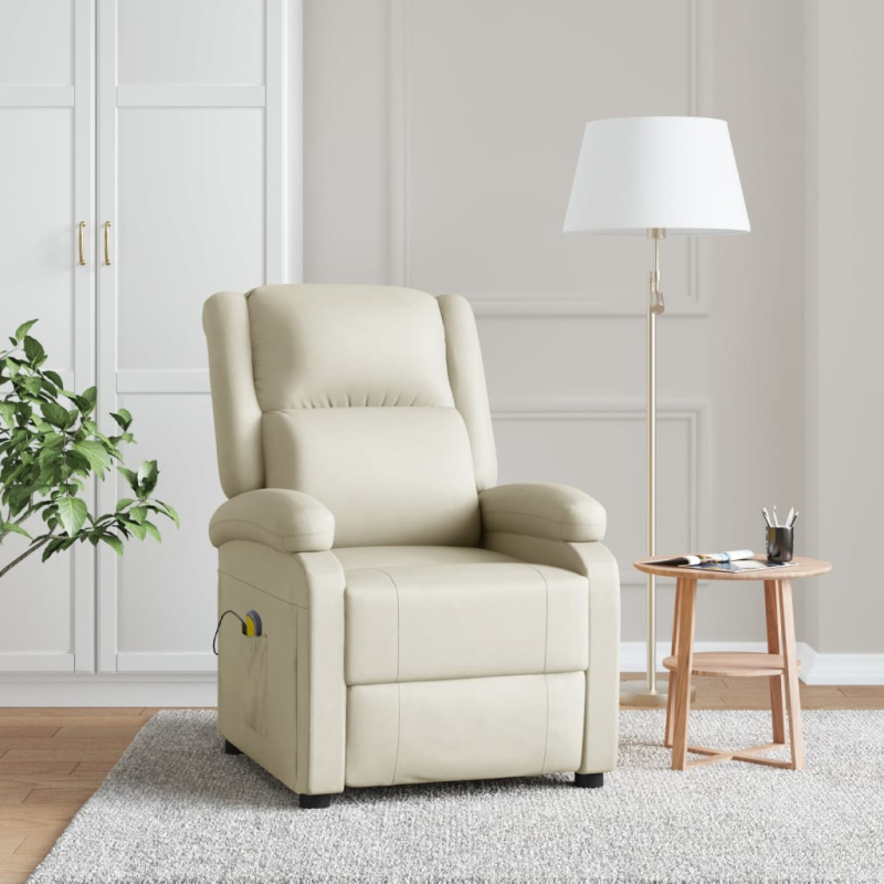 Massagesessel Cremeweiß Kunstleder