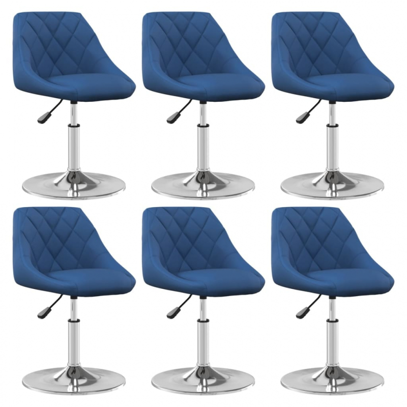 Esszimmerstühle 6 Stk. Drehbar Blau Samt