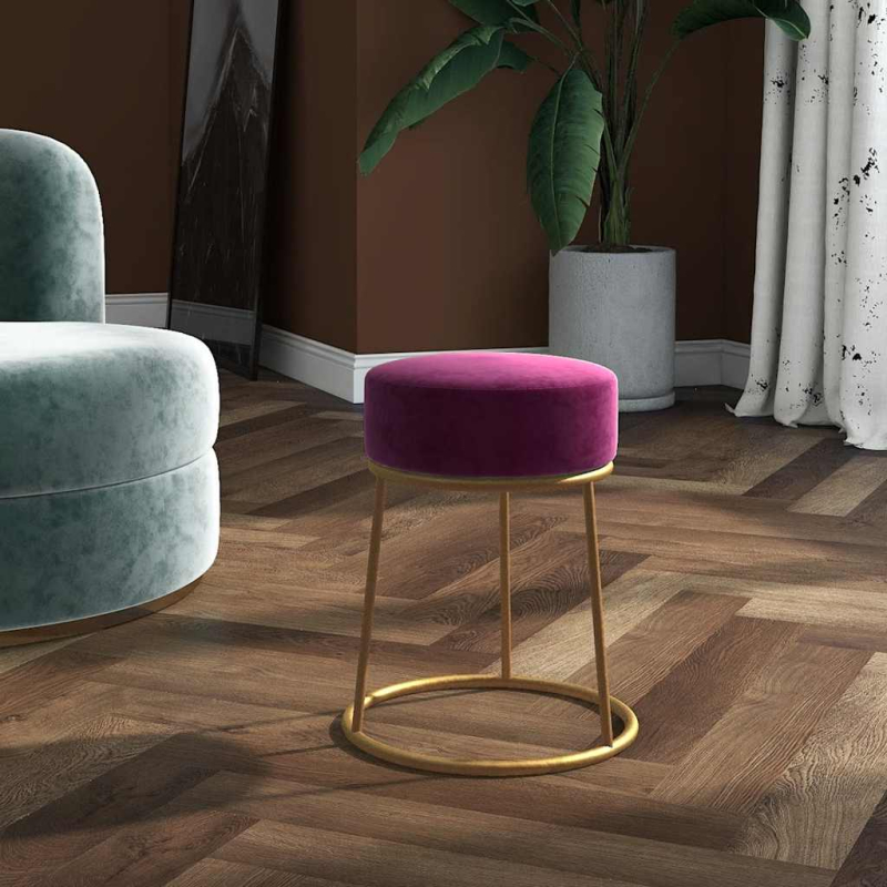 Runder Hocker Violett Samt