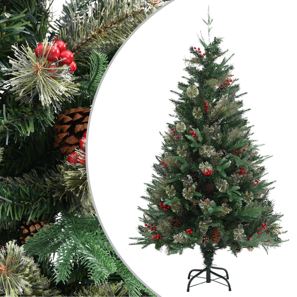 Weihnachtsbaum mit Zapfen Grün 150 cm PVC & PE