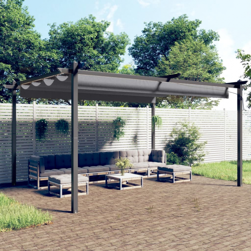 Pavillon mit Ausziehbarem Dach 4x3 m Anthrazit