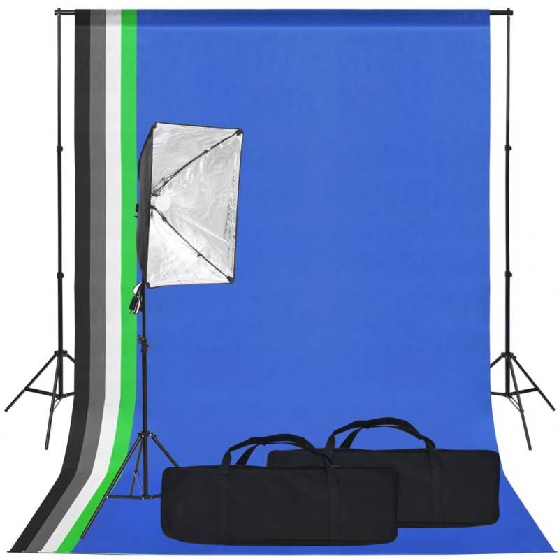 Fotostudio-Set mit Softbox und Hintergrund