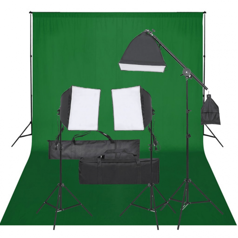 Fotostudio-Set mit Beleuchtung und Hintergrund