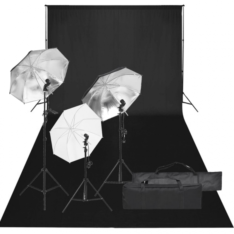 Fotostudio-Set mit Beleuchtung und Hintergrund