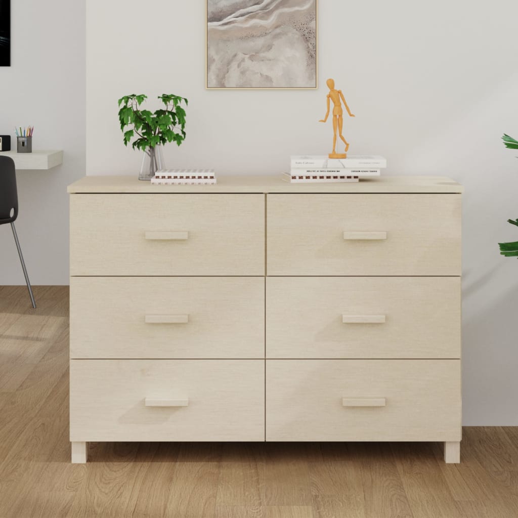 Sideboard HAMAR Honigbraun 113x40x80 cm Massivholz Kiefer