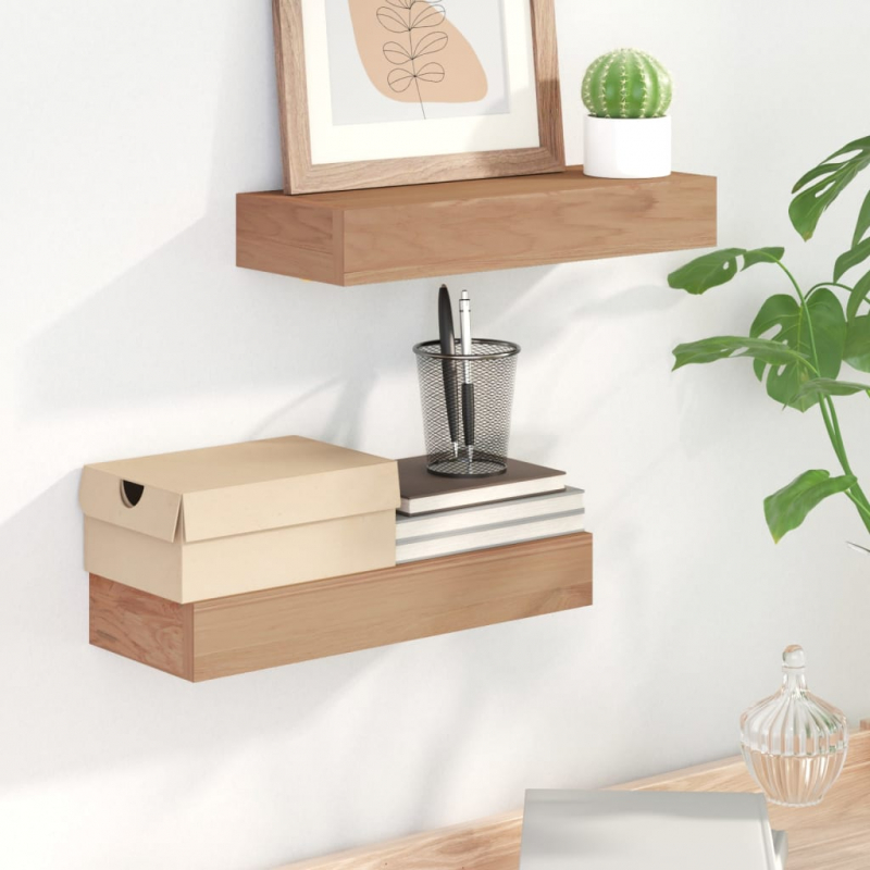 Wandregale 2 Stk. 40x15x4 cm Massivholz Teak