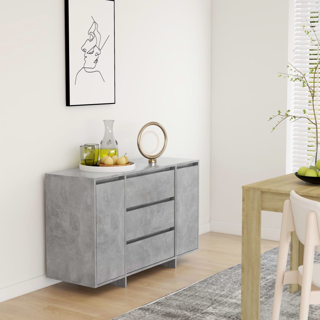 Sideboard mit 3 Schubladen Betongrau 120x41x75 cm Holzwerkstoff