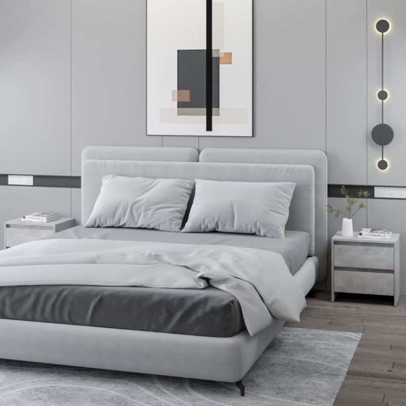 Nachttische 2 Stk. Betongrau 45x34,5x44,5 cm Holzwerkstoff