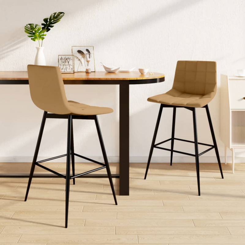 Barhocker 2 Stk. Braun Samt