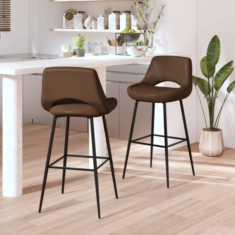 Barhocker 2 Stk. Dunkelbraun Kunstleder