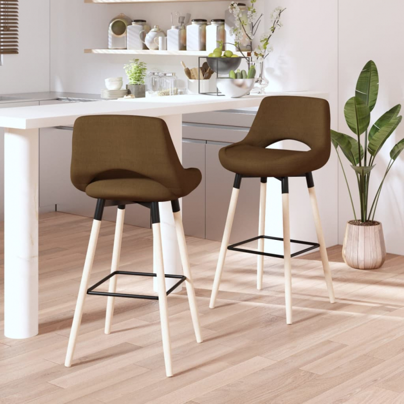 Barhocker 2 Stk. Braun Stoff