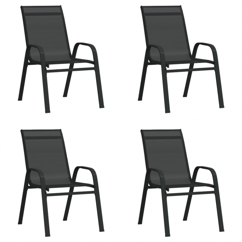 Stapelbare Gartenstühle 4 Stk. Schwarz Textilene