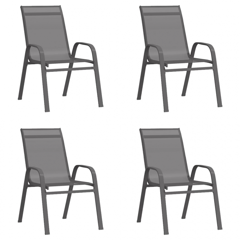 Stapelbare Gartenstühle 4 Stk. Grau Textilene