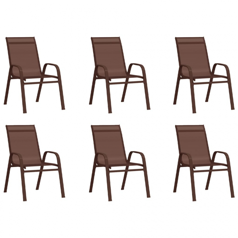 Stapelbare Gartenstühle 6 Stk. Braun Textilene