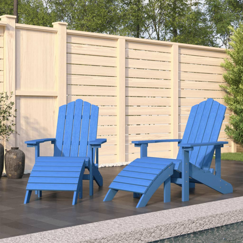 Adirondack-Gartenstühle 2 Stk. mit Hockern HDPE Aquamarin