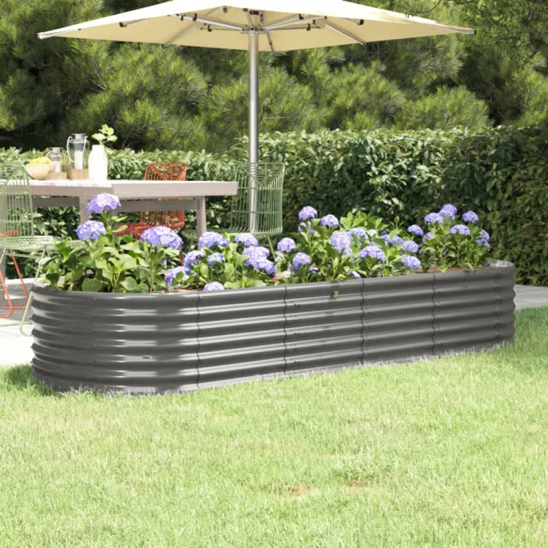 Hochbeet Pulverbeschichteter Stahl 224x80x36 cm Grau
