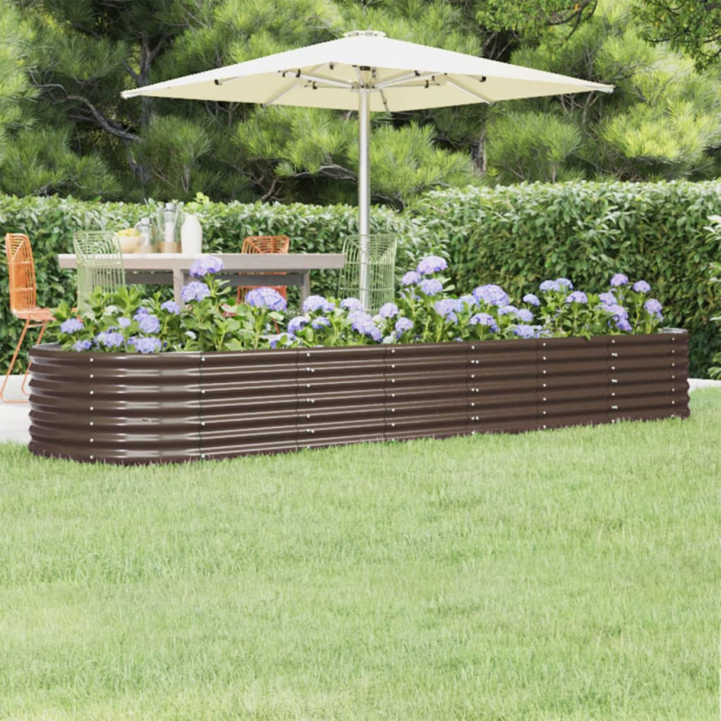 Hochbeet Pulverbeschichteter Stahl 296x80x36 cm Braun