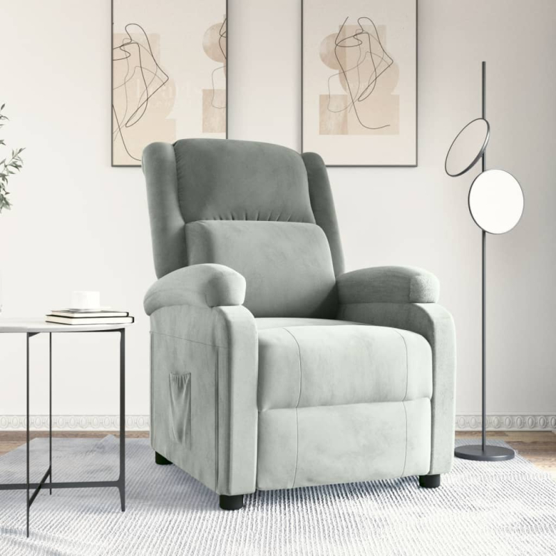 Relaxsessel Hellgrau Samt