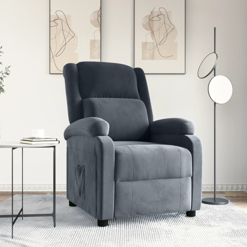 Relaxsessel Dunkelgrau Samt